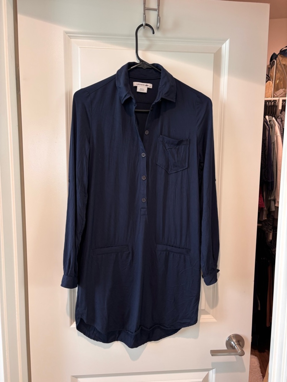 Lacoste Navy Button-Front Shirt
